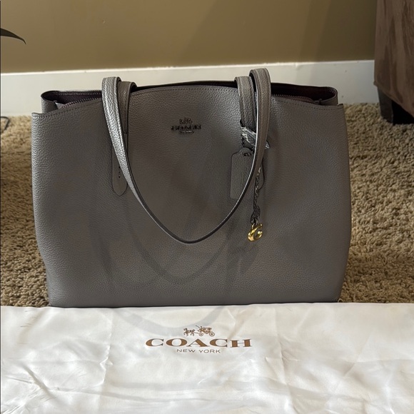 Coach Handbags - Coach Gray Structured Tote with Double Handles